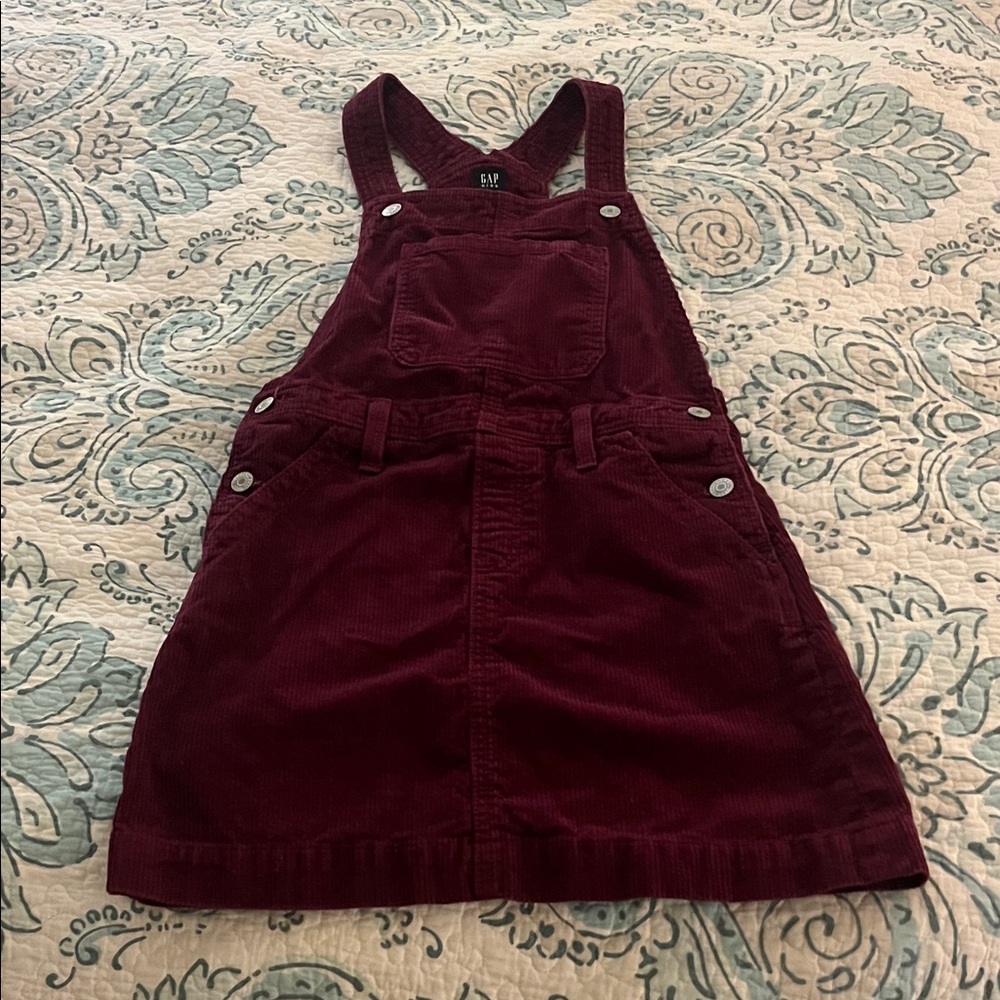 Kids Burgundy Corduroy Overall Romper